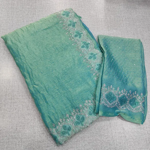 Fendy space silk saree with Double Stone work | SR235